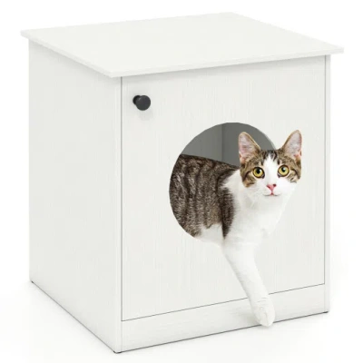 Costway Modern Cat Litter Box Enclosure For Small To Large Cats-white