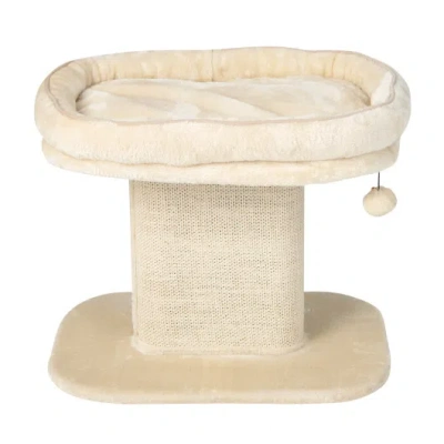 Costway Modern Cat Tree Tower With Plush Perch And Sisal Scratching Plate-beige In Neutral