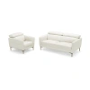 Costway Modern Couched Sofa Set With Adjustable Headrest-white In White