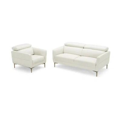 Costway Modern Couched Sofa Set With Adjustable Headrest-white