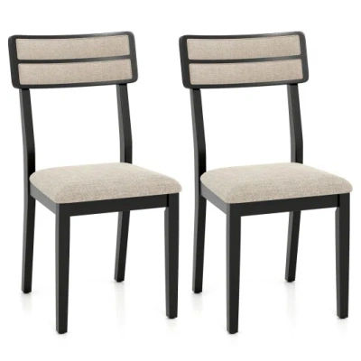 Costway Modern Dining Chairs Set Of 2 With Tilt Backrest For Dining Room-black In Brown
