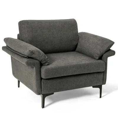 Costway Modern Fabric Accent Armchair With Original Distributed Spring And Armrest Cushions-gray