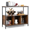Costway Modern Kitchen Buffet Sideboard With 3 Compartments-rustic Brown In Brown