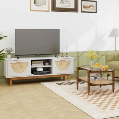 Costway Modern Living Room Furniture Set: Tv Stand + Sofa + Coffee Table + Side Table In Multi