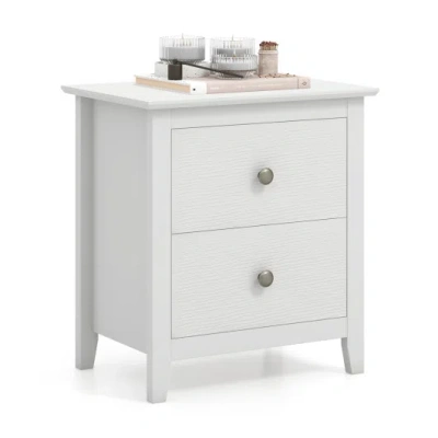 Costway Modern Nightstand With 2 Drawers For Small Spaces-white