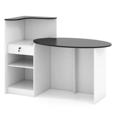 Costway Modern Reception Desk Front Counter Desk With Oval Tabletop-black In Multi