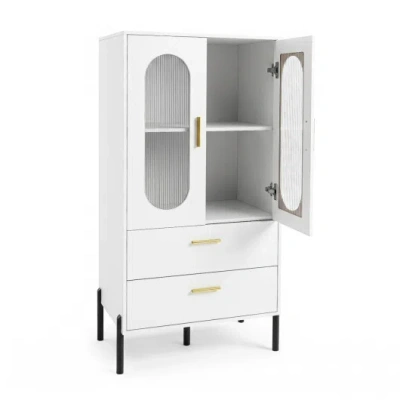 Costway Modern Sideboard Buffet Cabinet With Fluted Doors-white