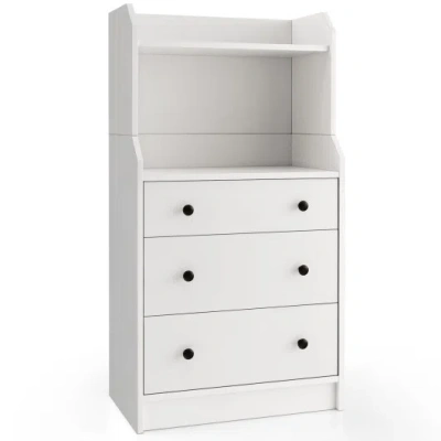 Costway Modern Storage Dresser With Anti-toppling Device-white In Animal Print