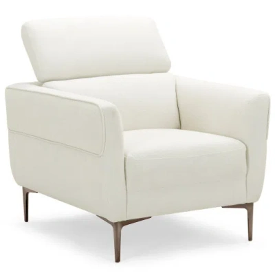 Costway Modern Upholstered Single Sofa With Adjustable Headrest And Stable Metal Legs-white In Neutral