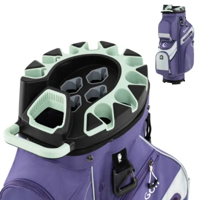 Costway Molded Lock Top Golf Cart Bag With 14-way Full Length Dividers And 11 Pockets-purple