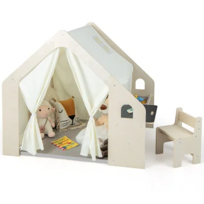 Costway Montessori Style Indoor Playhouse With Storage Bin And Floor Mat For Toddlers Aged 2-6 Years Old-bei In Multi