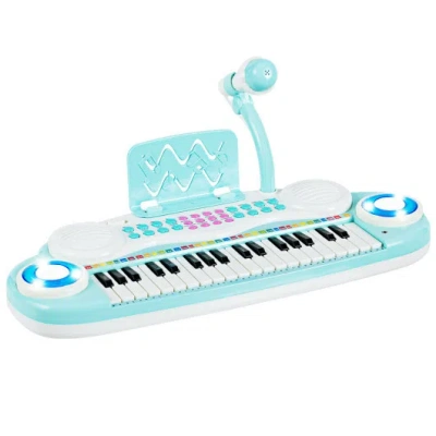 Costway Multifunctional 37 Electric Keyboard Piano With Microphone-blue