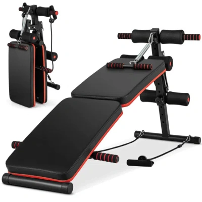 Costway Multifunctional Sit Up Bench 4 Position Adjustable Metal Workout Bench In Black