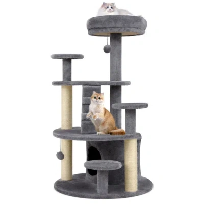 Costway Multi-level Kitty Tower With Condo And Climbing Ladder-gr