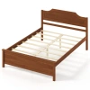 Costway Multiple Size Solid Wood Platform Bed Frame With Headboard In Walnut-full Size In Brown