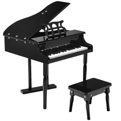 Costway Musical Instrument Toy 30-key Children Mini Grand Piano With Bench-black