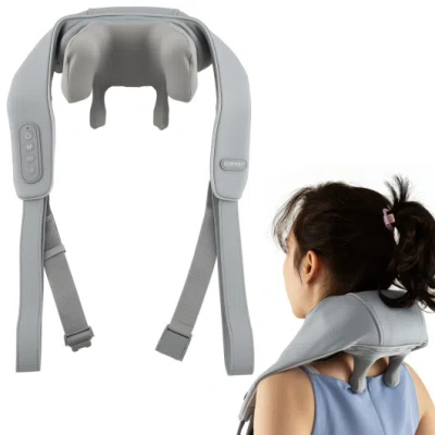 Costway Neck Shoulder Massager 4d Deep Tissue Kneading Shiatsu Massage Machine-gray In Multi