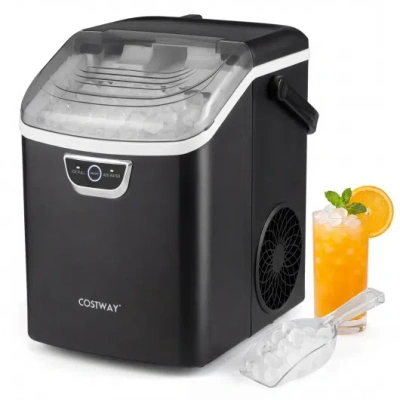 Costway Nugget Ice Maker Countertop With Audible Ice Full Alarm-black