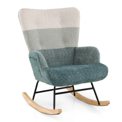 Costway Nursery Rocking Chair With Ergonomic Armrests And High Backrest In Multi