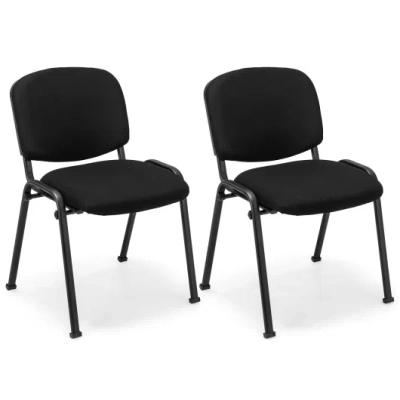 Costway Office Chair With Metal Frame And Padded Cushions For Conference Room-set Of 2 In Black