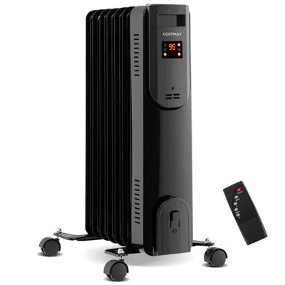 Costway Oil Filled Radiator Heater With Adjustable Thermostat-black