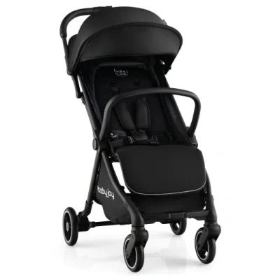 Costway One-hand Folding Portable Lightweight Baby Stroller With Aluminum Frame-black In Multi