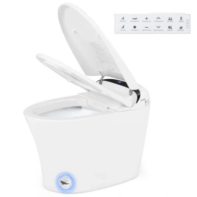 Costway One-piece Elongated Smart Toilet Bidet 1.28 Gpf, Dual-flush In White