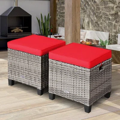 Costway Ottoman With Cushion In Mix Gray