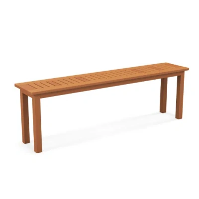 Costway Outdoor 59 Inch Long Patio Dining Backless Wooden Bench With Teak Oil Finish In Brown