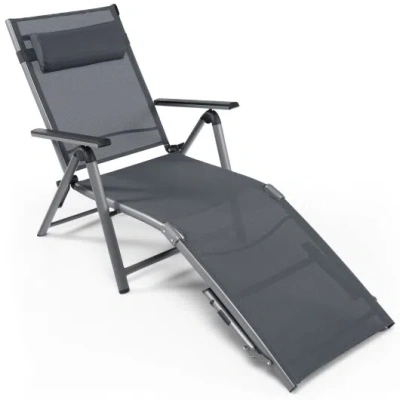 Costway Outdoor Aluminum Chaise Lounge Chair With Quick-drying Fabric In Multi