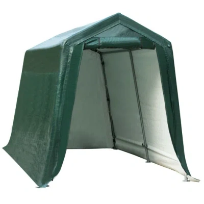 Costway Outdoor Carport Shed With Sidewalls And Waterproof Ripstop Cover-7 X 12 Ft In Green