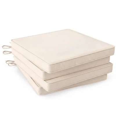 Costway Outdoor Chair Cushion Set Of 4 Waterproof Olefin Seat Cushions-beige In Brown