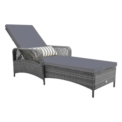Costway Outdoor Chaise Lounge Chair Patio Recliner With 6-level Backrest-gray In Multi