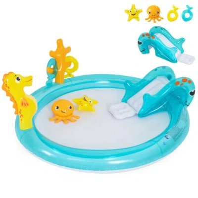 Costway Outdoor Children Summer Water Park For Backyard And Garden In Blue