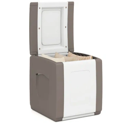 Costway Outdoor Deck Box With Lid For Packages And Garden-beige In Brown