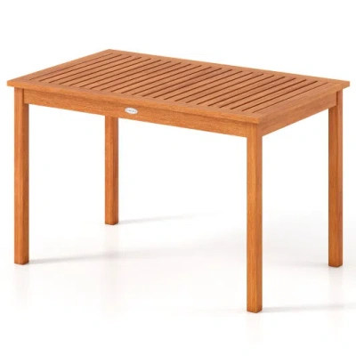 Costway Outdoor Dining Table For 4-6 People 48 Inches Wood Rectangular Patio Table In Brown