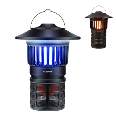 Costway Outdoor Fly Trap With Light Rechargeable Electric Bug Catcher And Killer In Black