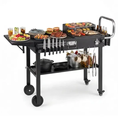 Costway Outdoor Foldable Grill Cart For Blackstone Griddle With Tabletop