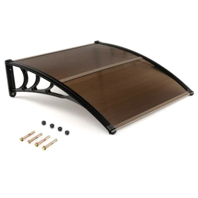Costway Outdoor Front Door Patio Overhang Awning For Sunlight Rain Snow Wind Protection-40 X 40 Inch In Brown