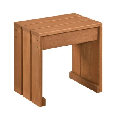 Costway Outdoor Garden Bench Single Person Patio Backless Bench With Solid Wooden Frame In Brown