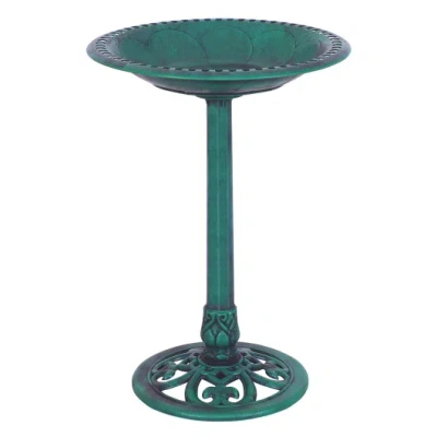 Costway Outdoor Garden Green Pedestal Bird Bath Feeder In Multi