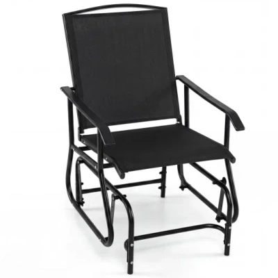 Costway Outdoor Glider Chair With Metal Frame And Armrests-black