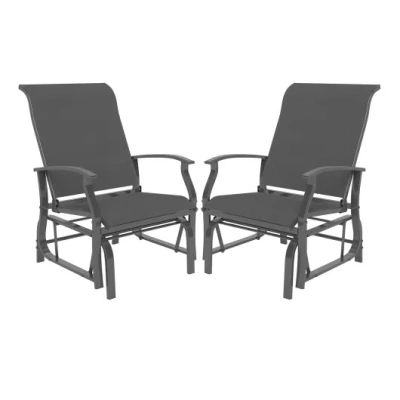 Costway Outdoor Glider Chairs Set Of 2 With Ergonomic Backrest And Seat-gray