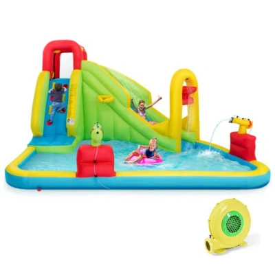 Costway Outdoor Inflatable Water Bounce House With 480w Blower In Multi