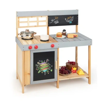 Costway Outdoor Kid's Mud Kitchen Set With Detachable Water Box For Toddlers Over 3 In Multi