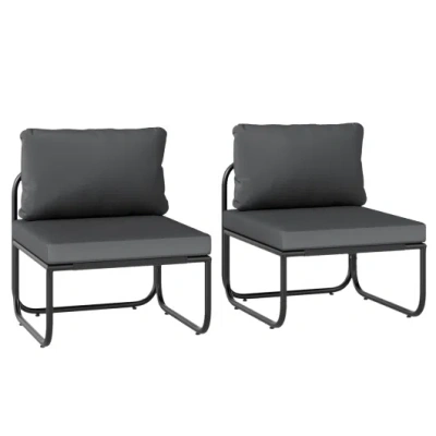 Costway Outdoor Patio Chairs Set Of 2 With Removable Cushions And Adjustable Foot Pads-gray In Black