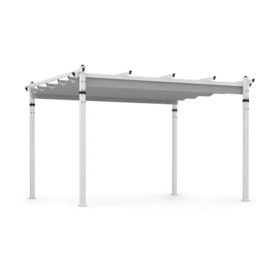 Costway Outdoor Pergola With Retractable Canopy And Aluminum Frame-gray