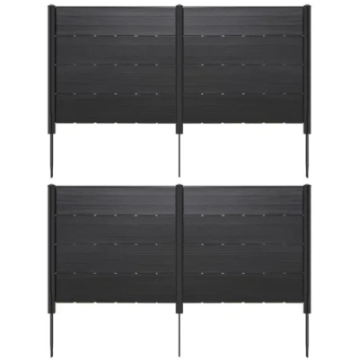 Costway Outdoor Privacy Fence Screen With 5 Ground Stakes For Garden Yard Patio-black