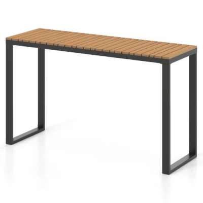 Costway Outdoor Rectangle Console Table With Long-lasting Wpc Tabletop In Brown