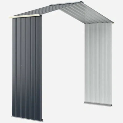 Costway Outdoor Storage Shed Extension Kit For 7 Feet Shed Width In Black